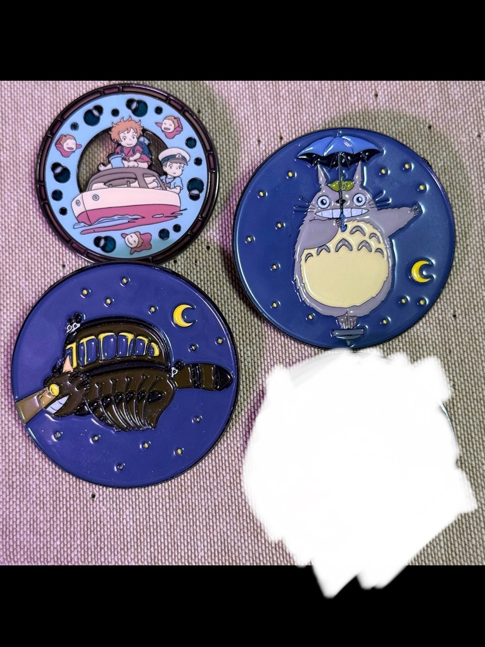 Studio Ghibli Enamel Pin Set of 3 — Totoro + Ponyo Loungefly Stained Glass